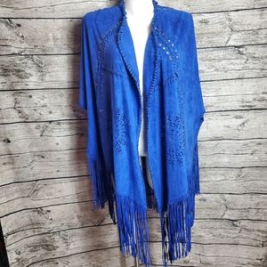 Tesoro Moda Blue Poncho Size XS.